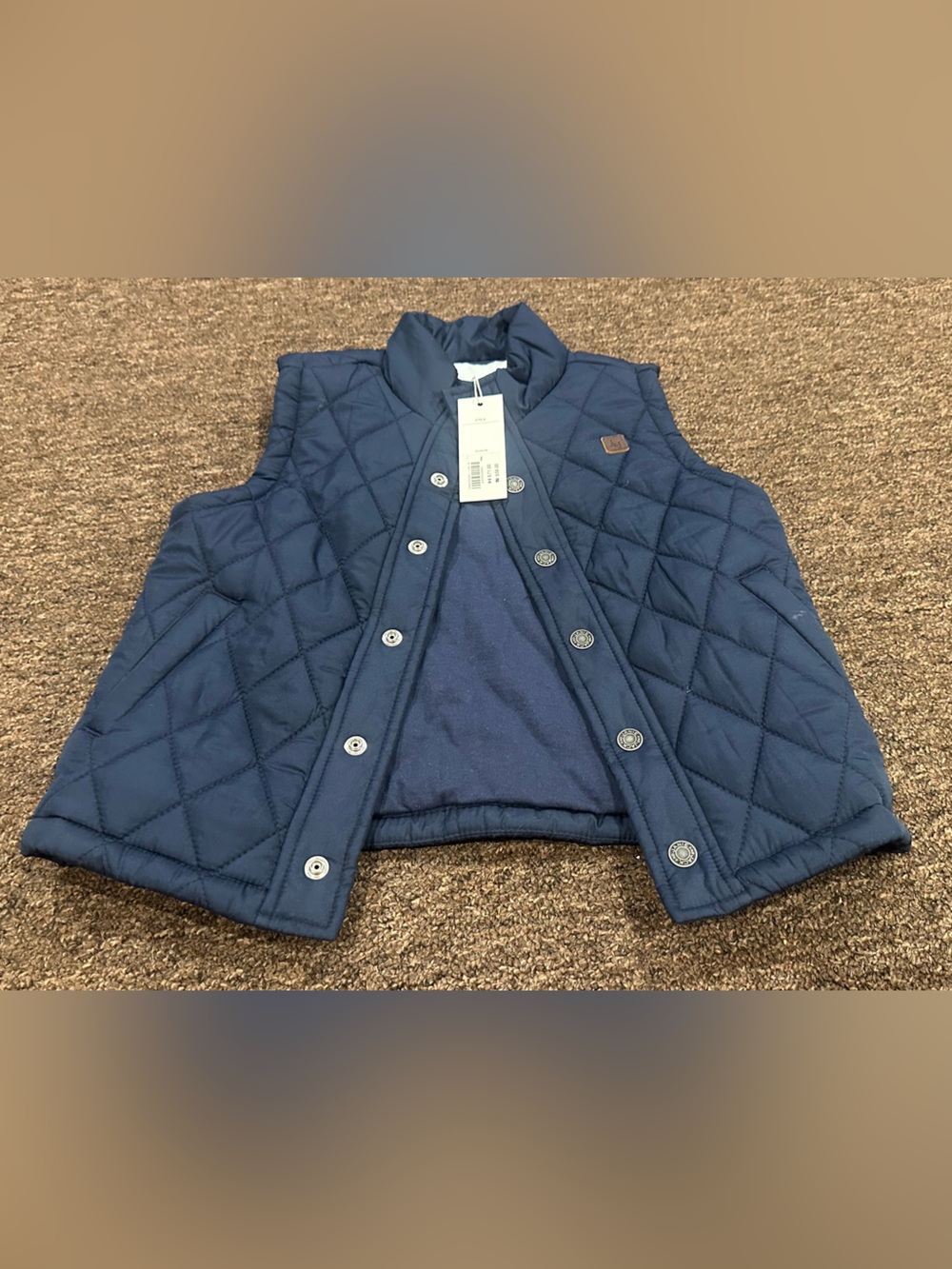 Janie & Jack NWT Dark Blue Cotton Quilted Snap Vest Sleeveless jacket Boy 3T-4T